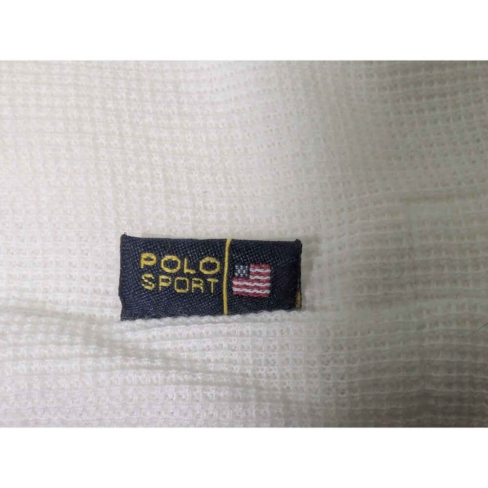 VTG 90s Men's Polo Sport Ralph Lauren Shirt NWT White Waffle Thermal Stripe XXL - Picture 4 of 7